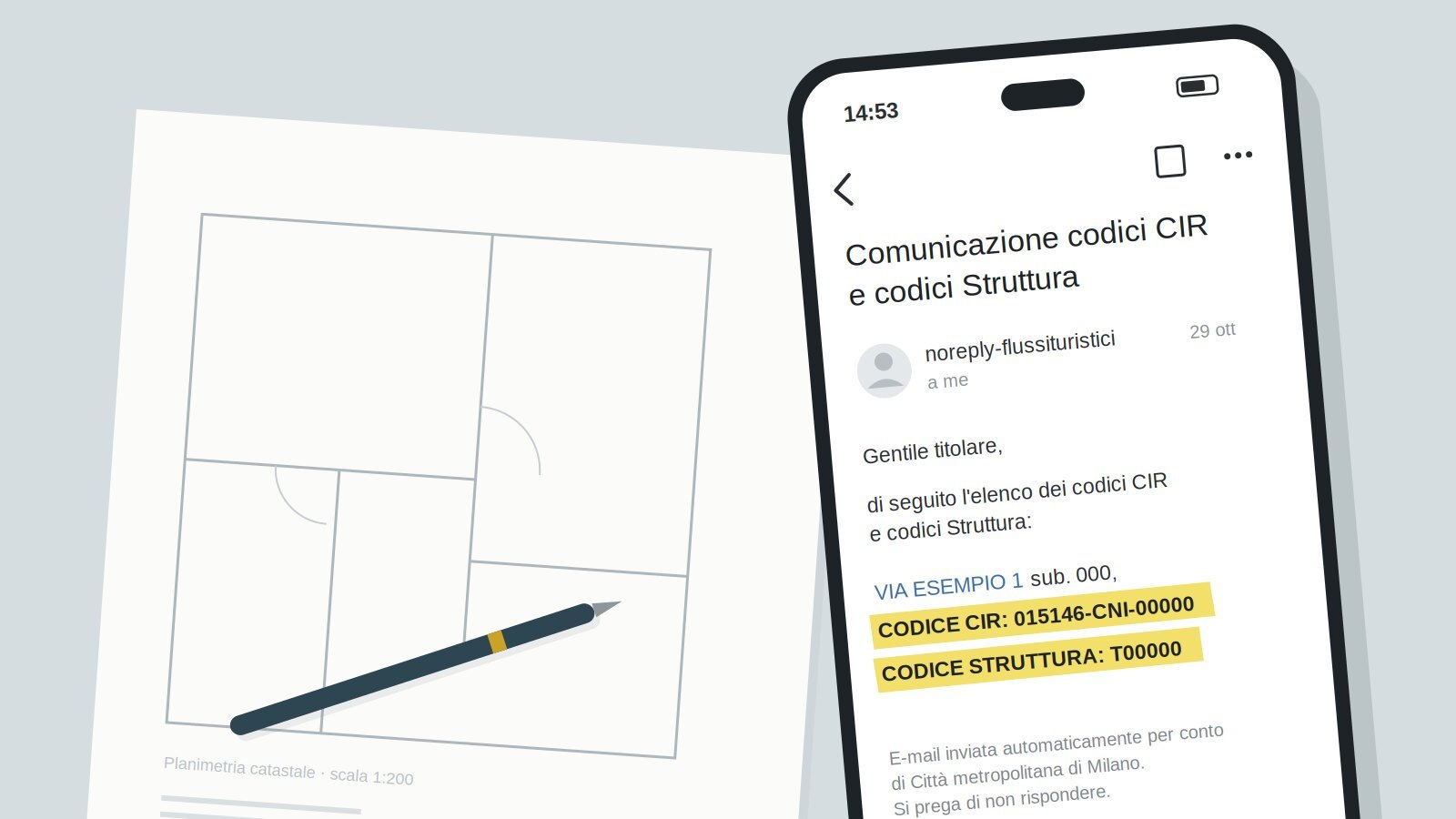 La mail automatica con cui arrivano il CIR e il codice struttura